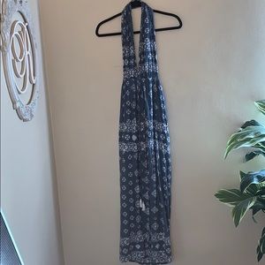 Long halter maxi dress ~boho print~